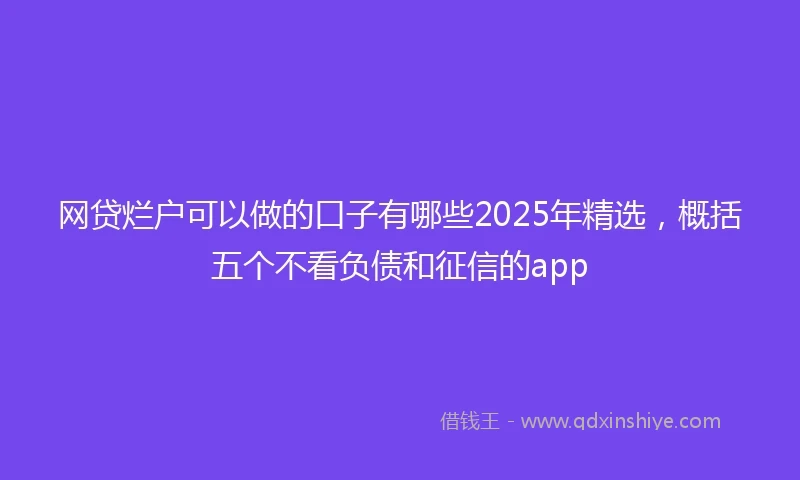 网贷烂户可以做的口子有哪些2025年精选,概括五个不看负债和征信的app