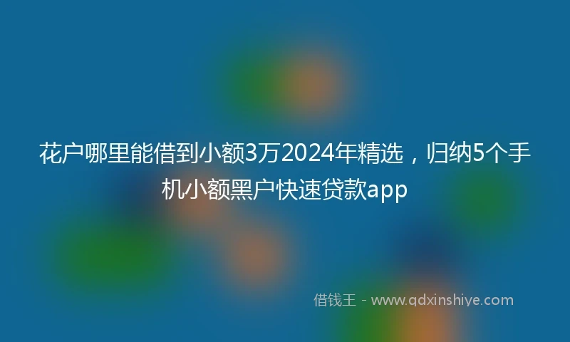 花户哪里能借到小额3万2024年精选,归纳5个手机小额黑户快速贷款app