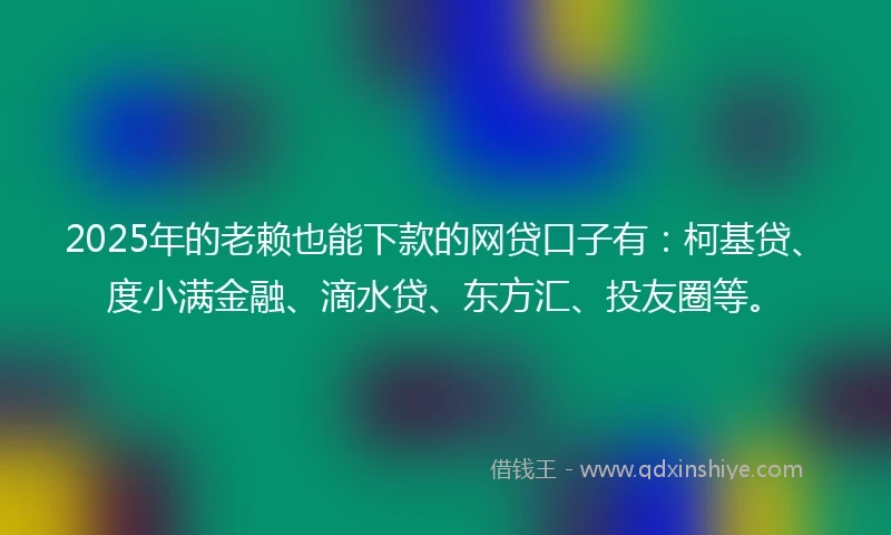 2025年的老赖也能下款的网贷口子有：柯基贷、度小满金融、滴水贷、东方汇、投友圈等。