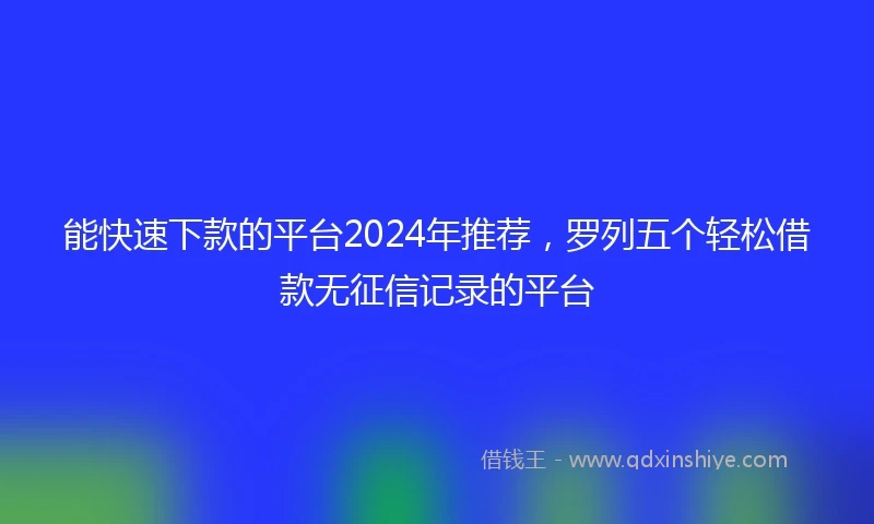 能快速下款的平台2024年推荐，罗列五个轻松借款无征信记录的平台