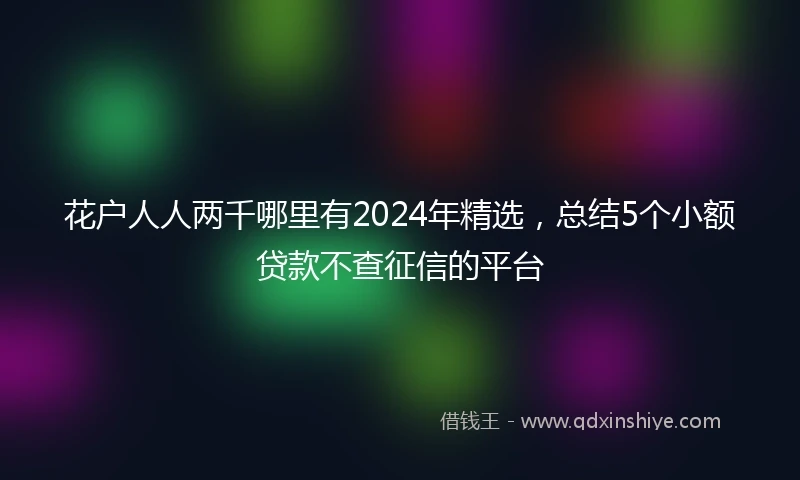 花户人人两千哪里有2024年精选，总结5个小额贷款不查征信的平台
