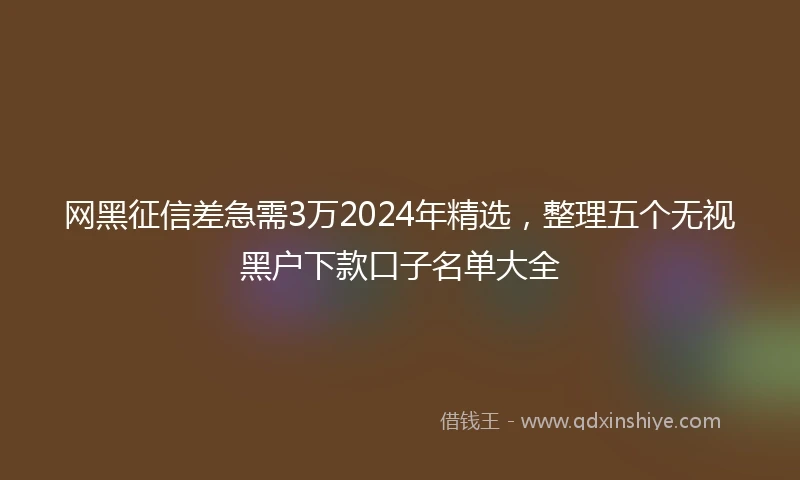 网黑征信差急需3万2024年精选，整理五个无视黑户下款口子名单大全