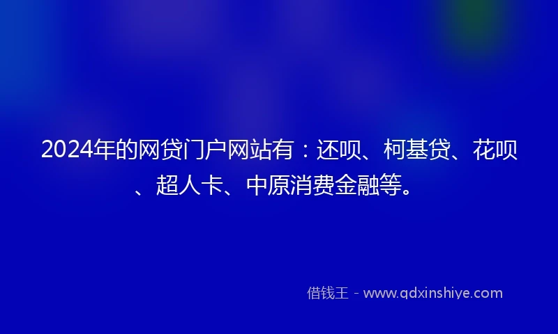 2024年的网贷门户网站有：还呗、柯基贷、花呗、超人卡、中原消费金融等。