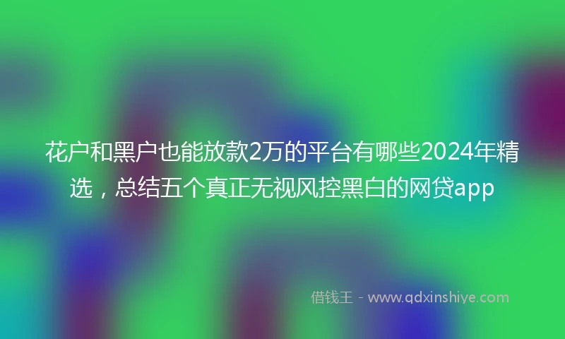 花户和黑户也能放款2万的平台有哪些2024年精选，总结五个真正无视风控黑白的网贷app