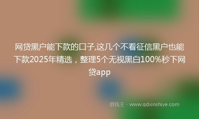 网贷黑户能下款的口子,这几个不看征信黑户也能下款2025年精选，整理5个无视黑白100%秒下网贷app