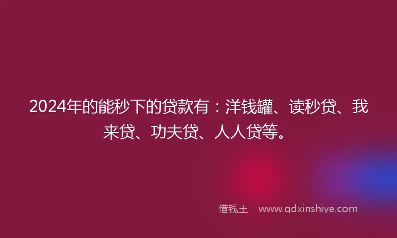 2024年的能秒下的贷款有:洋钱罐、读秒贷、我来贷、功夫贷、人人贷等。