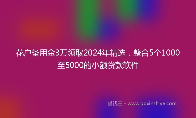 花户备用金3万领取2024年精选，整合5个1000至5000的小额贷款软件