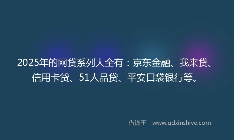 2025年的网贷系列大全有：京东金融、我来贷、信用卡贷、51人品贷、平安口袋银行等。