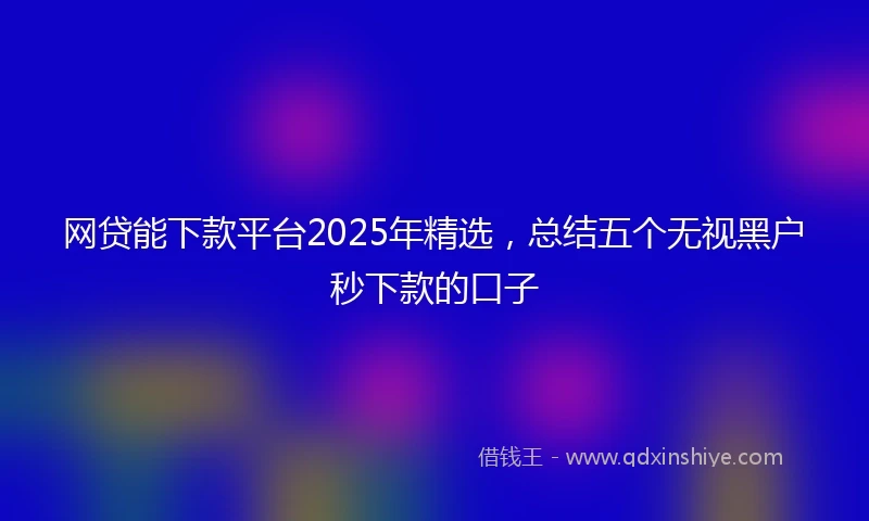 网贷能下款平台2025年精选，总结五个无视黑户秒下款的口子