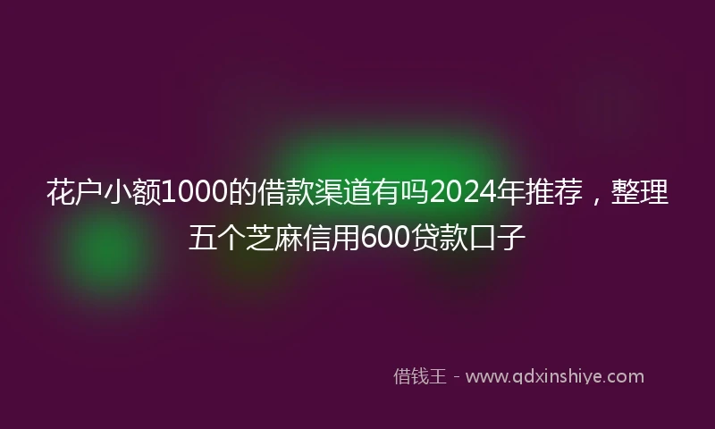 花户小额1000的借款渠道有吗2024年推荐，整理五个芝麻信用600贷款口子
