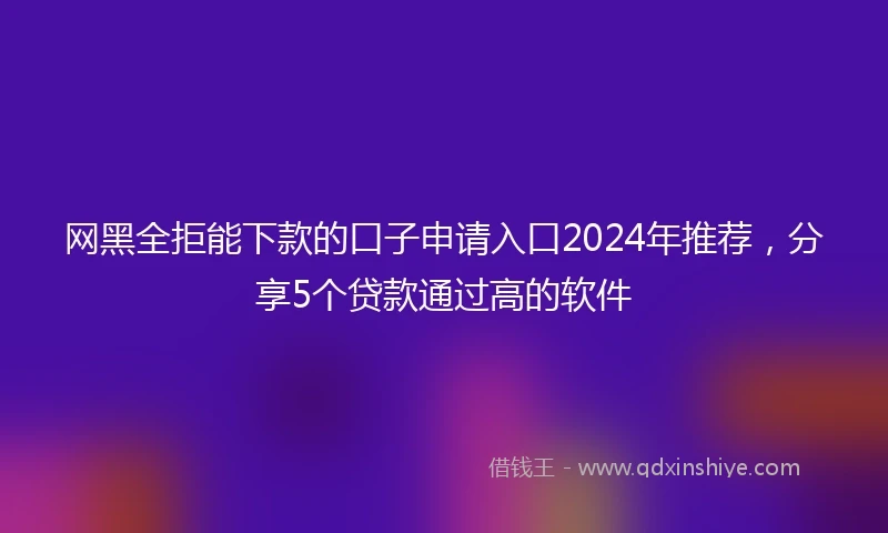 网黑全拒能下款的口子申请入口2024年推荐，分享5个贷款通过高的软件