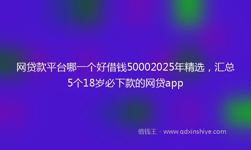 网贷款平台哪一个好借钱50002025年精选，汇总5个18岁必下款的网贷app
