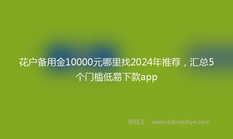 花户备用金10000元哪里找2024年推荐，汇总5个门槛低易下款app