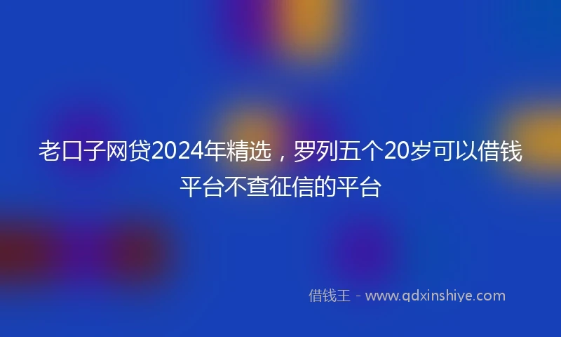 老口子网贷2024年精选，罗列五个20岁可以借钱平台不查征信的平台