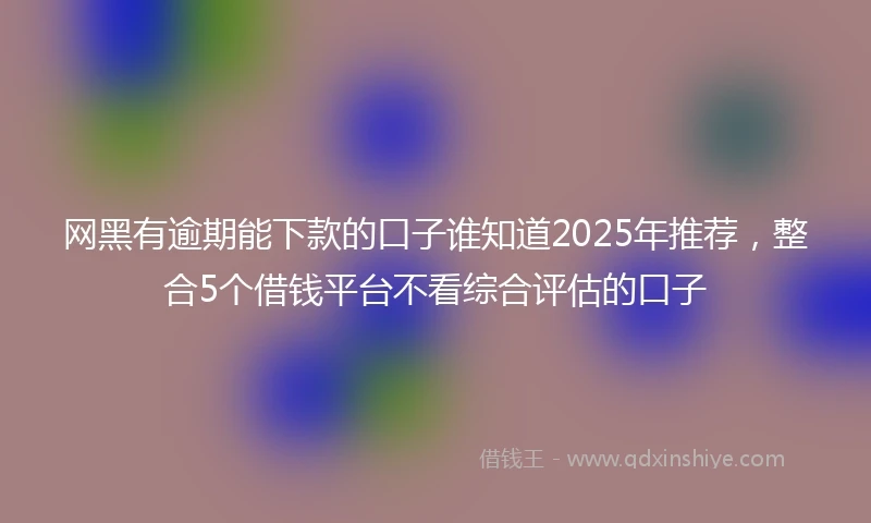 网黑有逾期能下款的口子谁知道2025年推荐，整合5个借钱平台不看综合评估的口子
