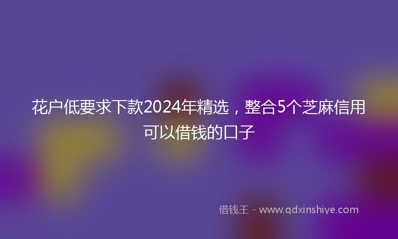 花户低要求下款2024年精选，整合5个芝麻信用可以借钱的口子