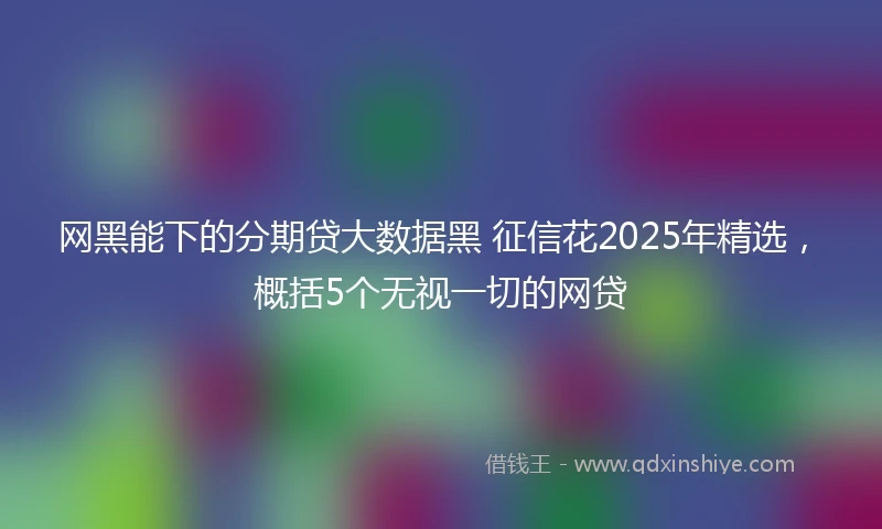 网黑能下的分期贷大数据黑 征信花2025年精选，概括5个无视一切的网贷