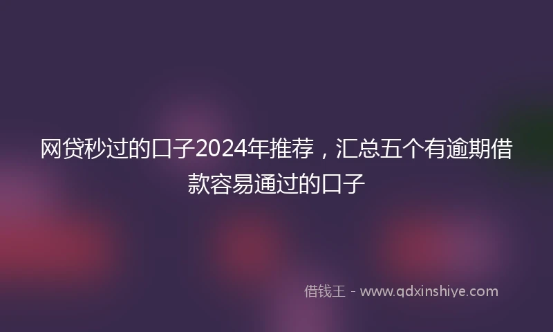 网贷秒过的口子2024年推荐，汇总五个有逾期借款容易通过的口子