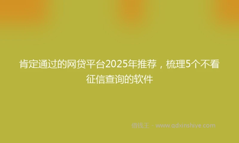 肯定通过的网贷平台2025年推荐，梳理5个不看征信查询的软件