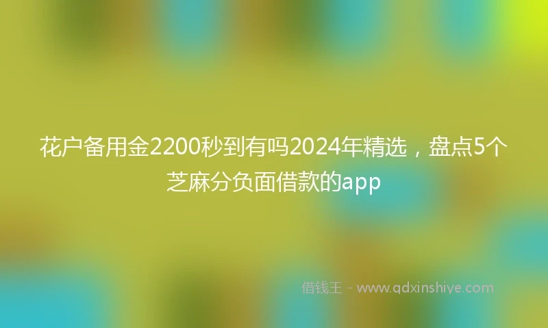 花户备用金2200秒到有吗2024年精选，盘点5个芝麻分负面借款的app