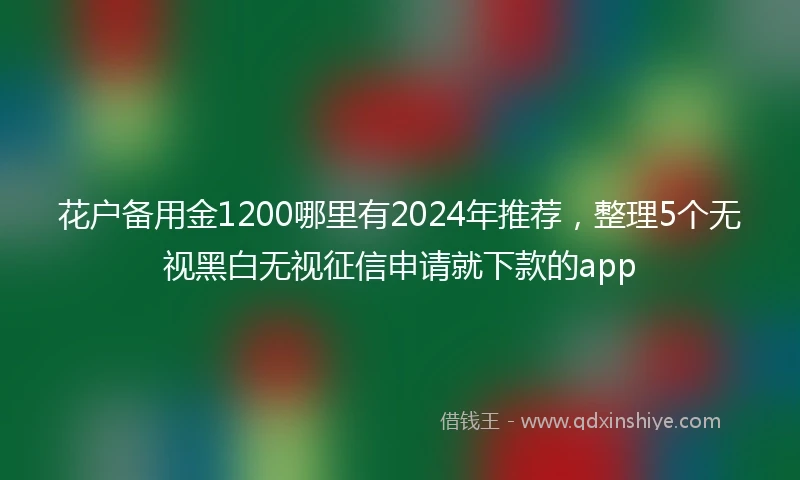 花户备用金1200哪里有2024年推荐，整理5个无视黑白无视征信申请就下款的app