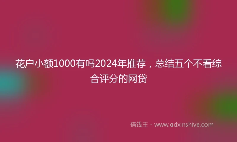 花户小额1000有吗2024年推荐，总结五个不看综合评分的网贷