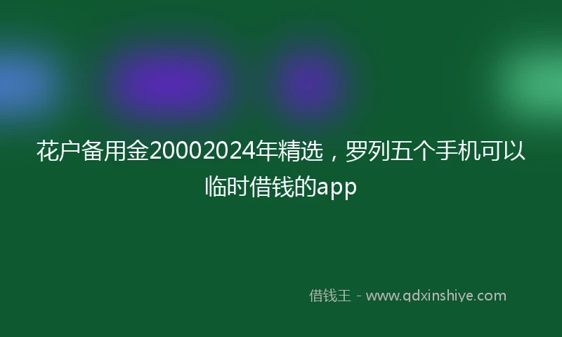 花户备用金20002024年精选，罗列五个手机可以临时借钱的app