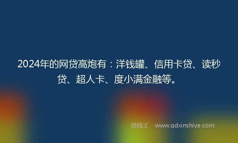 2024年的网贷高炮有：洋钱罐、信用卡贷、读秒贷、超人卡、度小满金融等。