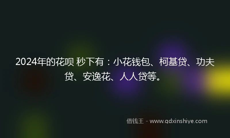 2024年的花呗 秒下有：小花钱包、柯基贷、功夫贷、安逸花、人人贷等。