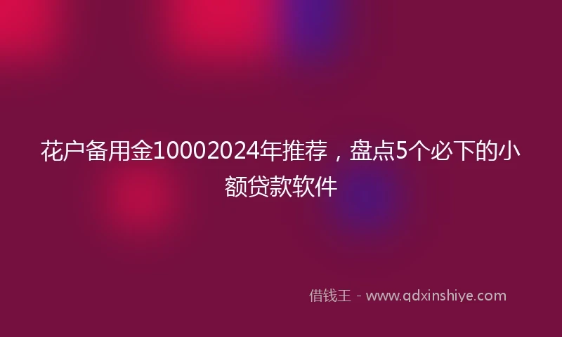 花户备用金10002024年推荐，盘点5个必下的小额贷款软件