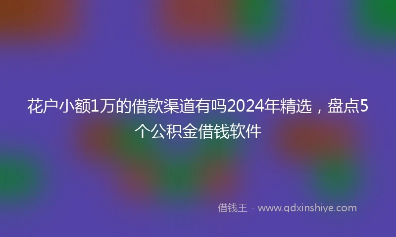花户小额1万的借款渠道有吗2024年精选，盘点5个公积金借钱软件