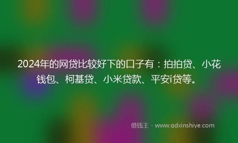 2024年的网贷比较好下的口子有：拍拍贷、小花钱包、柯基贷、小米贷款、平安i贷等。