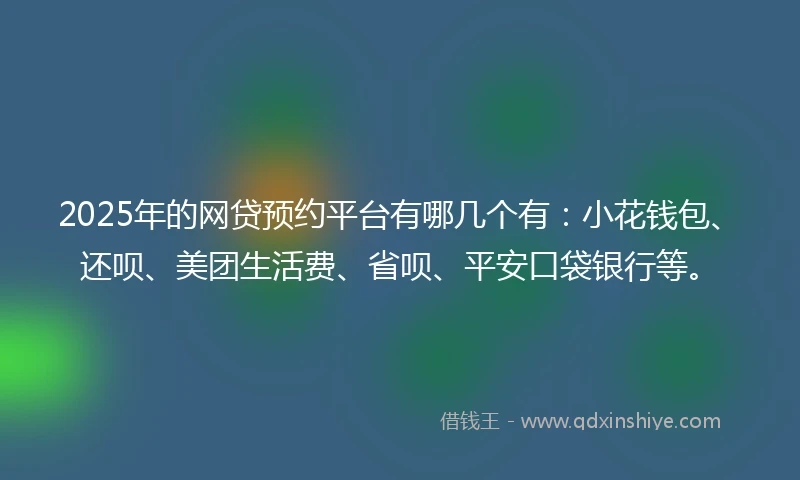 2025年的网贷预约平台有哪几个有：小花钱包、还呗、美团生活费、省呗、平安口袋银行等。