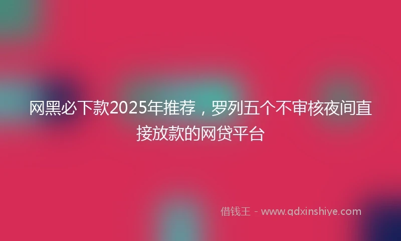 网黑必下款2025年推荐，罗列五个不审核夜间直接放款的网贷平台