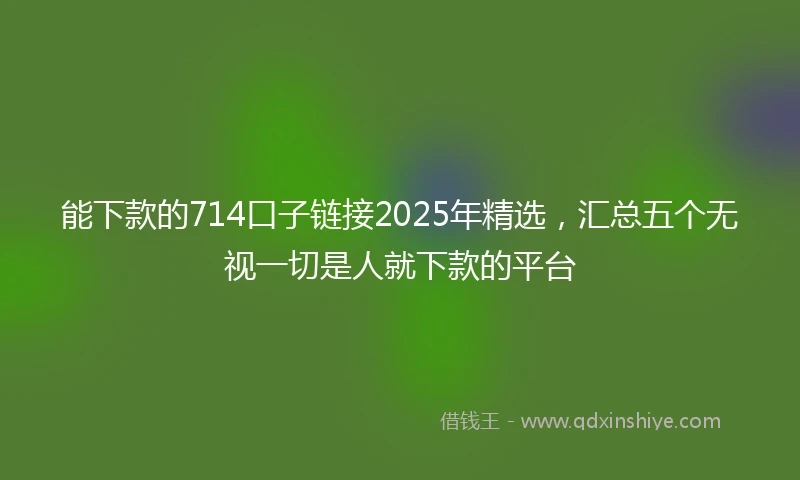 能下款的714口子链接2025年精选，汇总五个无视一切是人就下款的平台
