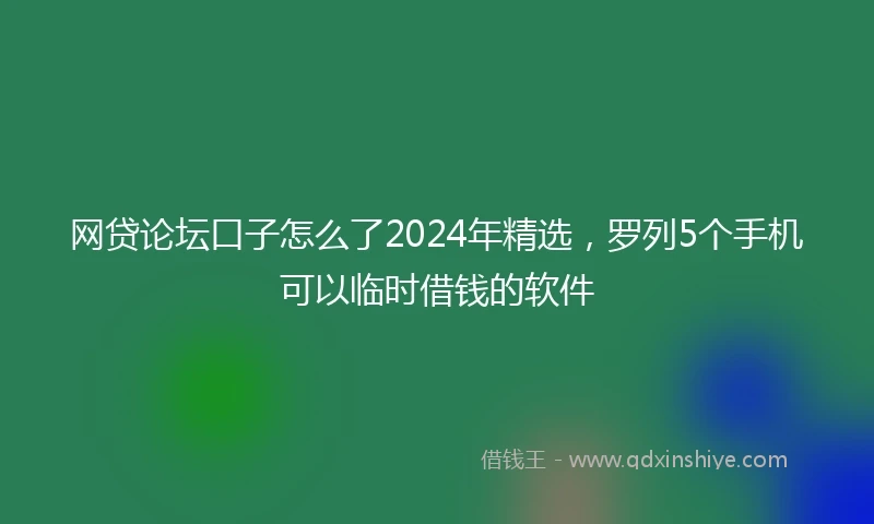 网贷论坛口子怎么了2024年精选，罗列5个手机可以临时借钱的软件