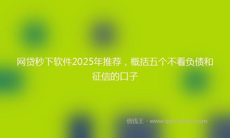 网贷秒下软件2025年推荐，概括五个不看负债和征信的口子
