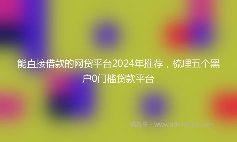 能直接借款的网贷平台2024年推荐，梳理五个黑户0门槛贷款平台