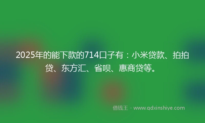 2025年的能下款的714口子有：小米贷款、拍拍贷、东方汇、省呗、惠商贷等。
