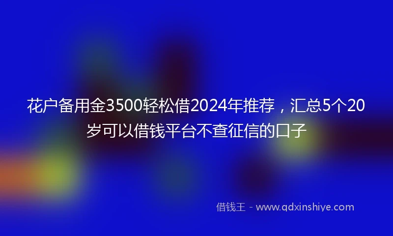 花户备用金3500轻松借2024年推荐，汇总5个20岁可以借钱平台不查征信的口子
