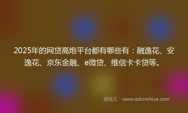 2025年的网贷高炮平台都有哪些有：融逸花、安逸花、京东金融、e微贷、维信卡卡贷等。