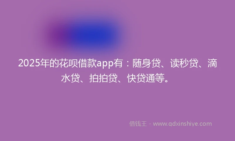 2025年的花呗借款app有：随身贷、读秒贷、滴水贷、拍拍贷、快贷通等。