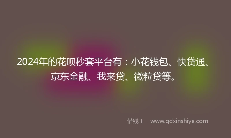 2024年的花呗秒套平台有：小花钱包、快贷通、京东金融、我来贷、微粒贷等。