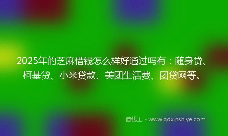 2025年的芝麻借钱怎么样好通过吗有：随身贷、柯基贷、小米贷款、美团生活费、团贷网等。