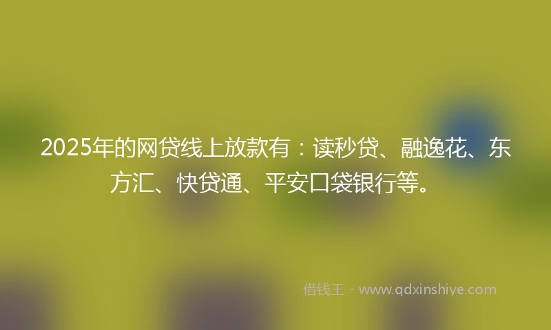 2025年的网贷线上放款有：读秒贷、融逸花、东方汇、快贷通、平安口袋银行等。