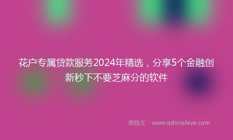 花户专属贷款服务2024年精选，分享5个金融创新秒下不要芝麻分的软件