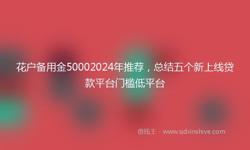花户备用金50002024年推荐,总结五个新上线贷款平台门槛低平台