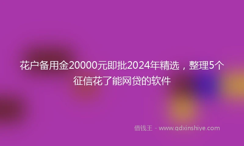 花户备用金20000元即批2024年精选，整理5个征信花了能网贷的软件