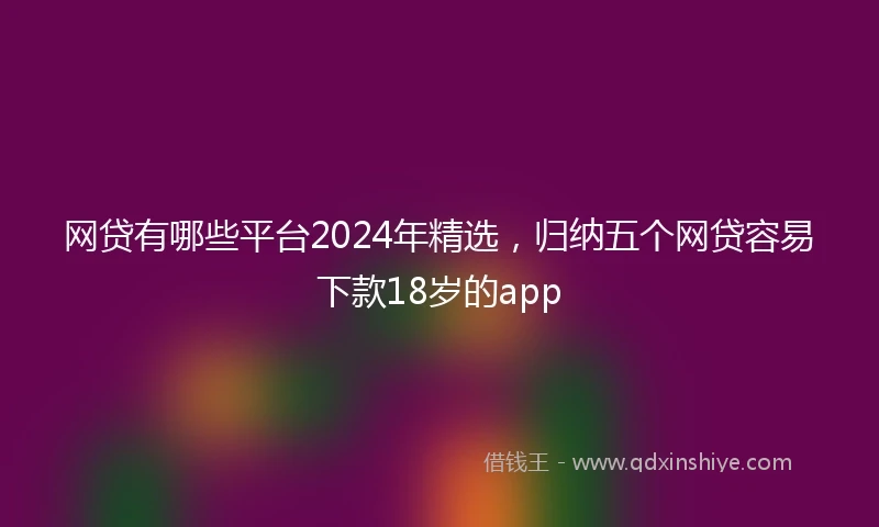 网贷有哪些平台2024年精选，归纳五个网贷容易下款18岁的app