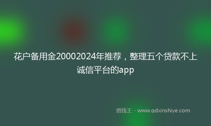 花户备用金20002024年推荐，整理五个贷款不上诚信平台的app